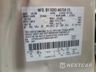 Zdjęcie 13 z 13 samochodu: 2009 FORD ESCAPE XLT VIN:1FMCU03759KA50187 - miniatura