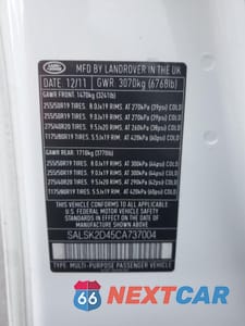 Zdjęcie 15 z 15 samochodu: 2012 LAND ROVER RANGE ROVER SPORT HSE LUXURY VIN:SALSK2D45CA737004 - miniatura