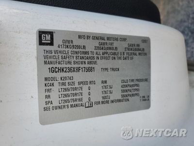 Zdjęcie 13 z 13 samochodu: 2008 CHEVROLET SILVERADO VIN:XGCHK236X8F175681 - miniatura