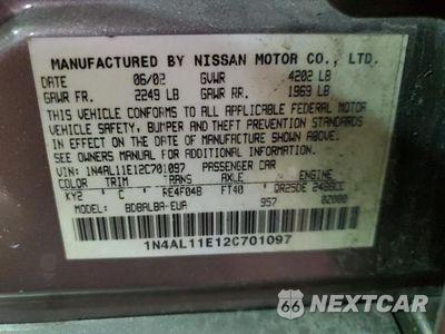 Zdjęcie 13 z 13 samochodu: 2002 NISSAN ALTIMA BASE VIN:1N4AL11E12C701097 - miniatura