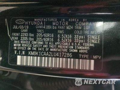 Zdjęcie 14 z 14 samochodu: 2020 HYUNDAI KONA SE VIN:KM8K1CAA2LU417286 - miniatura