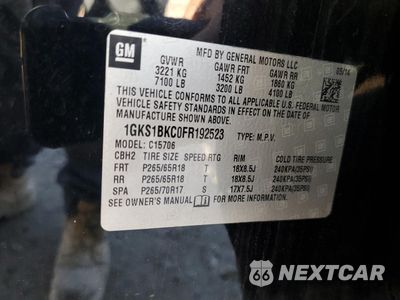 Zdjęcie 15 z 15 samochodu: 2015 GMC YUKON SLT VIN:1GKS1BKC0FR192523 - miniatura