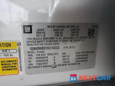 Zdjęcie 13 z 13 samochodu: 2017 CHEVROLET TRAVERSE LT VIN:1GNKRHKD7HJ140332 - miniatura