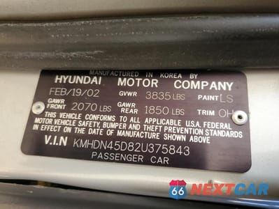 Zdjęcie 12 z 12 samochodu: 2002 HYUNDAI ELANTRA GLS VIN:KMHDN45D82U375843 - miniatura