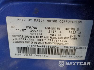 Zdjęcie 14 z 14 samochodu: 2008 MAZDA 3 HATCHBACK VIN:JM1BK344881863054 - miniatura