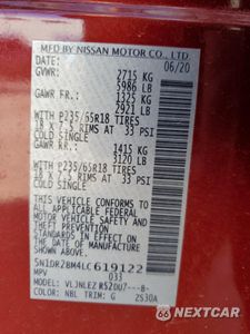 Zdjęcie 14 z 15 samochodu: 2020 NISSAN PATHFINDER SV VIN:5N1DR2BM4LC619122 - miniatura