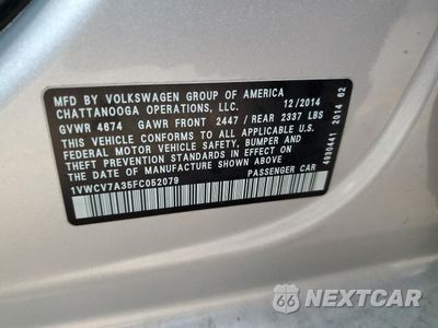 Zdjęcie 14 z 14 samochodu: 2015 VOLKSWAGEN PASSAT SEL VIN:1VWCV7A35FC052079 - miniatura
