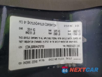 Zdjęcie 13 z 13 samochodu: 2004 CHRYSLER SEBRING LIMITED VIN:1C3AL66R64N378759 - miniatura