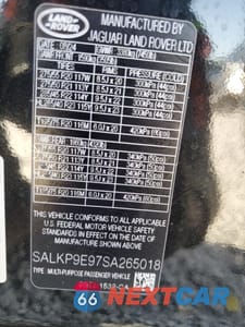 Zdjęcie 15 z 16 samochodu: 2025 LAND ROVER RANGE ROVER SE VIN:SALKP9E97SA265018 - miniatura