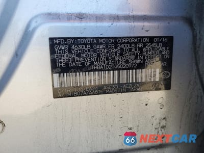 Zdjęcie 14 z 14 samochodu: 2016 LEXUS IS 200T VIN:JTHBA1D21G5020972 - miniatura