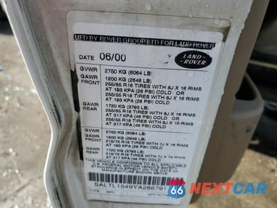 Zdjęcie 13 z 13 samochodu: 2000 LAND ROVER DISCOVERY II VIN:SALTL1549YA286791 - miniatura