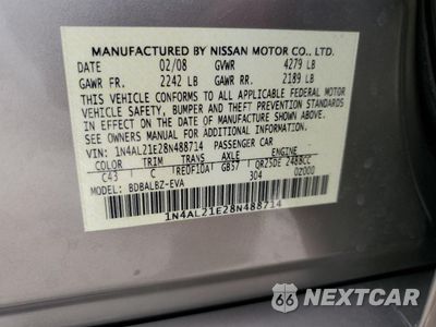 Zdjęcie 12 z 12 samochodu: 2008 NISSAN ALTIMA 2.5 VIN:1N4AL21E28N488714 - miniatura