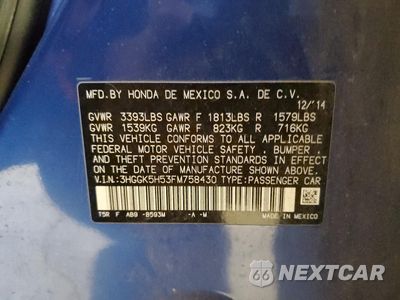 Zdjęcie 15 z 16 samochodu: 2015 HONDA FIT LX VIN:3HGGK5H53FM758430 - miniatura