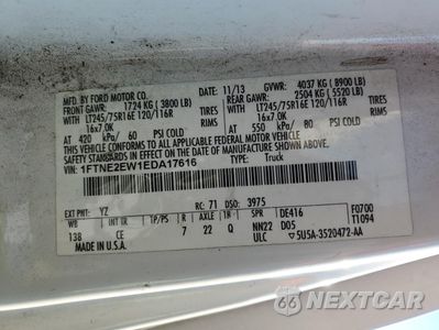 Zdjęcie 14 z 14 samochodu: 2014 FORD ECONOLINE E250 VAN VIN:1FTNE2EW1EDA17616 - miniatura
