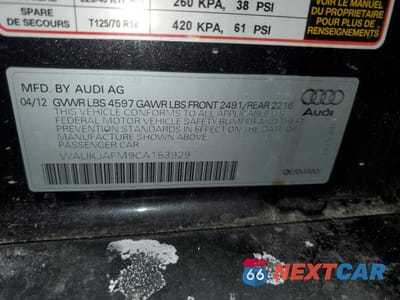 Zdjęcie 12 z 14 samochodu: 2012 AUDI A3 PREMIUM PLUS VIN:WAUKJAFM9CA153929 - miniatura