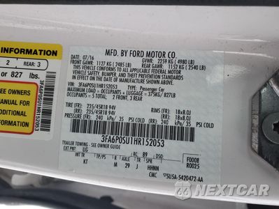 Zdjęcie 14 z 14 samochodu: 2017 FORD FUSION TITANIUM PHEV VIN:3FA6P0SU1HR152053 - miniatura