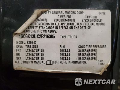 Zdjęcie 12 z 12 samochodu: 2002 CHEVROLET SILVERADO K1500 HEAVY DUTY VIN:1GCGK13UX2F216385 - miniatura