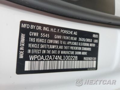 Zdjęcie 14 z 14 samochodu: 2022 PORSCHE PANAMERA BASE VIN:WP0AJ2A74NL100228 - miniatura