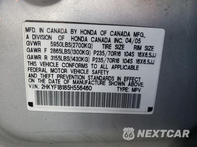Zdjęcie 16 z 16 samochodu: 2005 HONDA PILOT LX VIN:2HKYF18185H556460 - miniatura