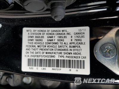 Zdjęcie 14 z 14 samochodu: 2012 HONDA CIVIC LX VIN:2HGFB2F57CH323840 - miniatura