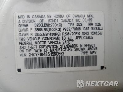 Zdjęcie 15 z 15 samochodu: 2005 HONDA PILOT EX VIN:2HKYF18485H560552 - miniatura