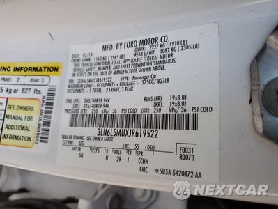 Zdjęcie 14 z 15 samochodu: 2018 LINCOLN MKZ HYBRID RESERVE VIN:3LN6L5MUXJR619522 - miniatura