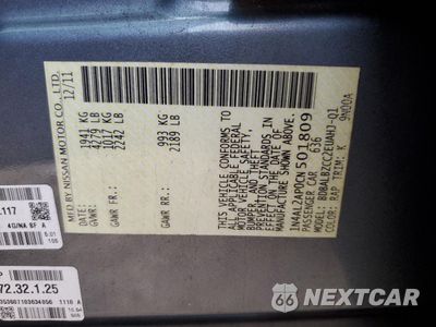 Zdjęcie 12 z 12 samochodu: 2012 NISSAN ALTIMA BASE VIN:1N4AL2AP0CN501809 - miniatura