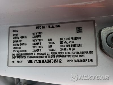 Zdjęcie 13 z 15 samochodu: 2022 TESLA MODEL 3 VIN:5YJ3E1EA8NF315112 - miniatura