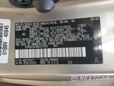 Zdjęcie 13 z 13 samochodu: 2008 TOYOTA SIENNA CE VIN:5TDZK23C08S221562 - miniatura