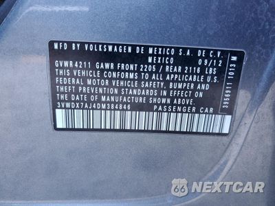 Zdjęcie 14 z 14 samochodu: 2013 VOLKSWAGEN JETTA SE VIN:3VWDX7AJ4DM384846 - miniatura