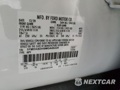 Zdjęcie 15 z 15 samochodu: 2021 FORD EXPLORER XLT VIN:1FMSK8DH9MGA66220 - miniatura