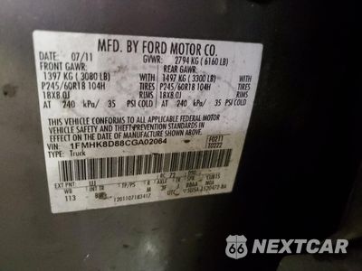 Zdjęcie 13 z 13 samochodu: 2012 FORD EXPLORER XLT VIN:1FMHK8D88CGA02064 - miniatura