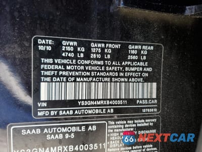 Zdjęcie 14 z 14 samochodu: 2011 SAAB 9-5 TURBO VIN:YS3GN4MRXB4003511 - miniatura