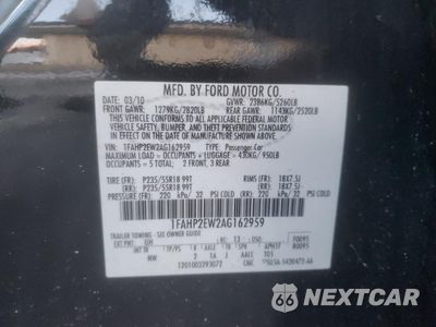 Zdjęcie 14 z 14 samochodu: 2010 FORD TAURUS SEL VIN:1FAHP2EW2AG162959 - miniatura