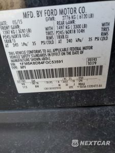 Zdjęcie 15 z 15 samochodu: 2015 FORD EXPLORER XLT VIN:1FM5K8D84FGC53591 - miniatura
