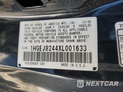 Zdjęcie 14 z 14 samochodu: 1999 HONDA CIVIC EX VIN:1HGEJ8244XL001633 - miniatura