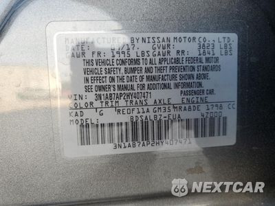 Zdjęcie 12 z 12 samochodu: 2017 NISSAN SENTRA S VIN:3N1AB7AP2HY407471 - miniatura