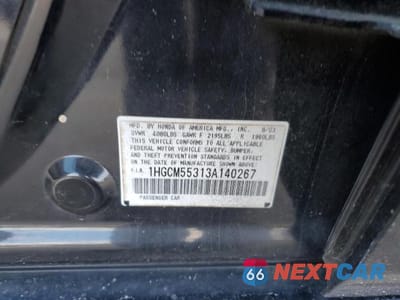Zdjęcie 12 z 12 samochodu: 2003 HONDA ACCORD LX VIN:1HGCM55313A140267 - miniatura