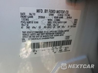 Zdjęcie 13 z 13 samochodu: 2010 FORD EDGE SEL VIN:2FMDK4JC3ABB67640 - miniatura