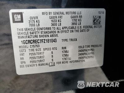 Zdjęcie 14 z 14 samochodu: 2015 CHEVROLET SILVERADO C1500 LT VIN:1GCRCREC7FZ181043 - miniatura