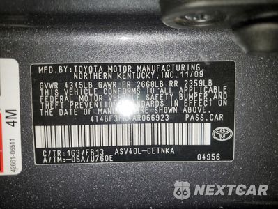 Zdjęcie 14 z 15 samochodu: 2010 TOYOTA CAMRY BASE VIN:4T4BF3EK4AR066923 - miniatura