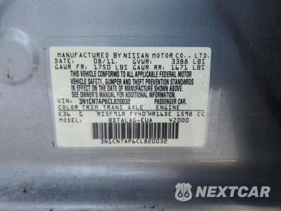 Zdjęcie 13 z 13 samochodu: 2012 NISS VERSA S VIN:3N1CN7AP6CL820032 - miniatura