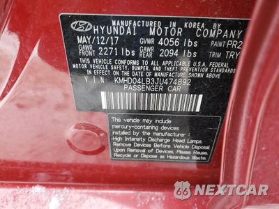 Zdjęcie 14 z 14 samochodu: 2018 HYUNDAI ELANTRA SPORT VIN:KMHD04LB3JU474892 - miniatura