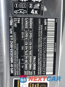 Zdjęcie 13 z 13 samochodu: 2023 MERCEDES-BENZ EQS SUV 580 4MATIC VIN:4JGDM4EB9PA002319 - miniatura