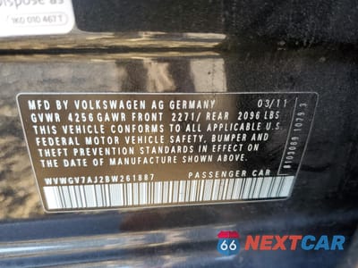 Zdjęcie 13 z 13 samochodu: 2011 VOLKSWAGEN GTI VIN:WVWGV7AJ2BW261887 - miniatura