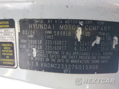 Zdjęcie 13 z 13 samochodu: 2007 HYUNDAI ENTOURAGE GLS VIN:KNDMC233276015908 - miniatura