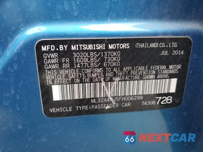 Zdjęcie 12 z 12 samochodu: 2015 MITSUBISHI MIRAGE ES VIN:ML32A4HJ5FH006299 - miniatura