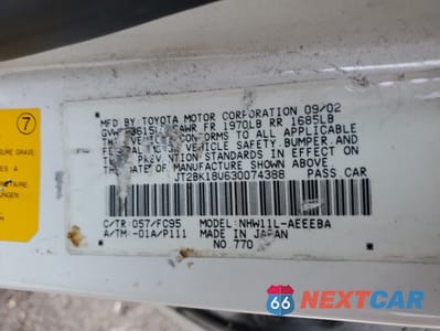 Zdjęcie 12 z 13 samochodu: 2003 TOYOTA PRIUS VIN:JT2BK18U630074388 - miniatura