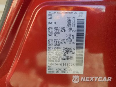 Zdjęcie 15 z 15 samochodu: 2014 NISSAN PATHFINDER S VIN:5N1AR2MN4EC636725 - miniatura