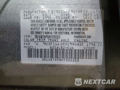 Zdjęcie 12 z 13 samochodu: 2017 NISSAN SENTRA S VIN:3N1AB7AP8HY335353 - miniatura